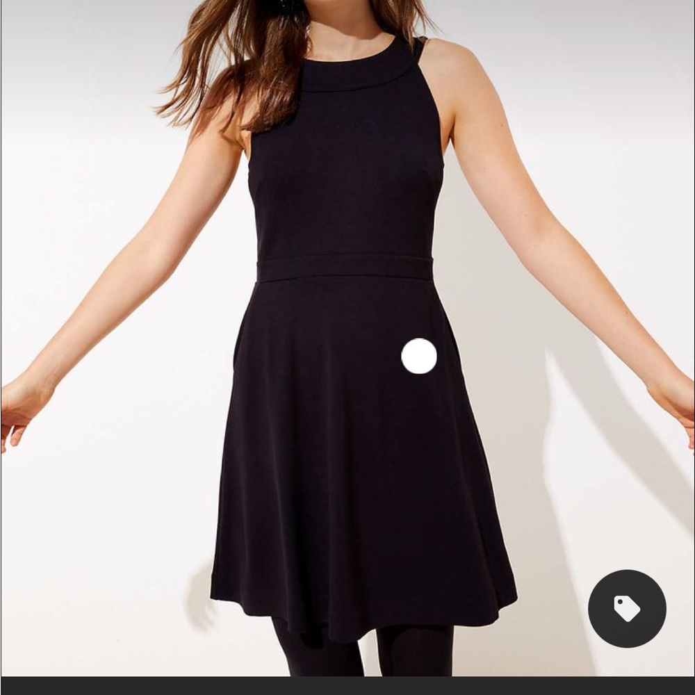 Loft ponte racerback flare dress